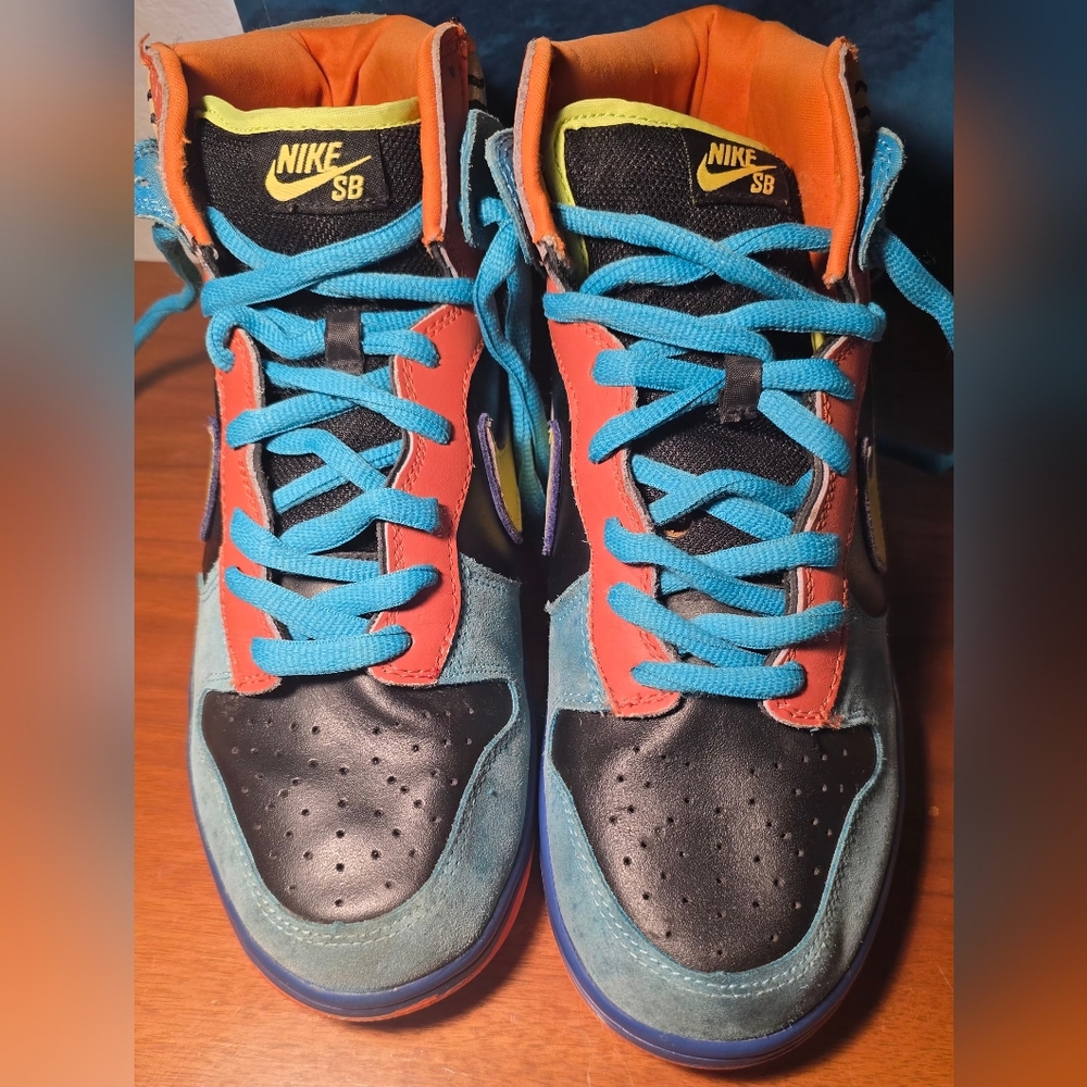 SB Dunk High “Skate or Die” Size  (10) Multicolor Teal Orange Yellow - Picture 2 of 9